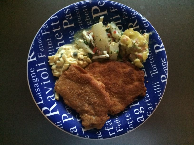 Schnitzel mit Spargel Viniagrette Schnitzel mit Spargel Viniagrette