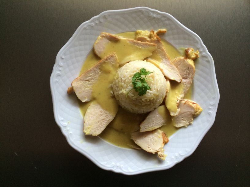 Teller Huhn in Honig Curry Huhn in Honig Curry