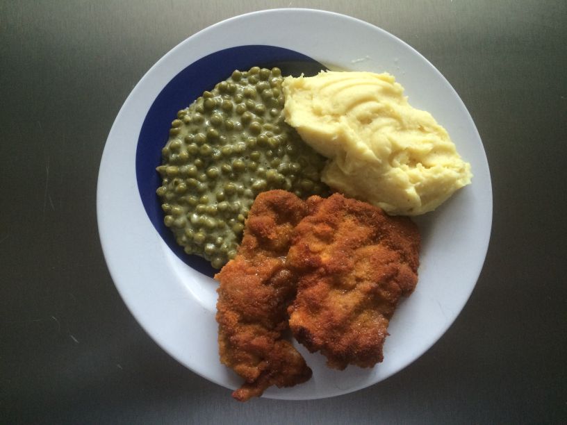 Teller Schnitzel Mit Kartoffelbrei