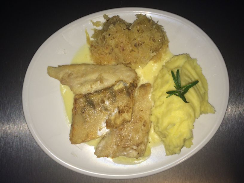 Teller Zander auf Sauerkraut